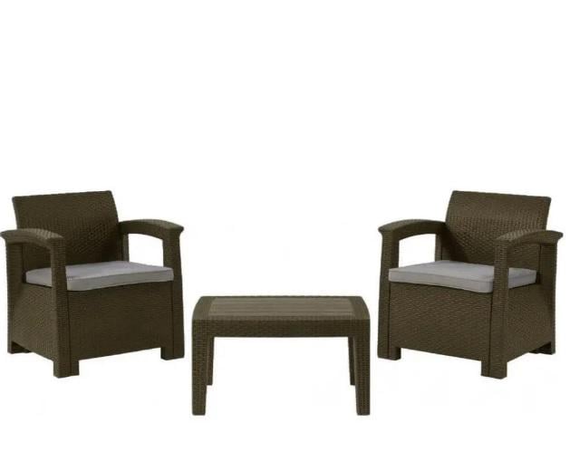 Комплект садовой мебели Bonro B-18019 двухместный стулья и стол с гамаком Коричневый (132-76-42400519)