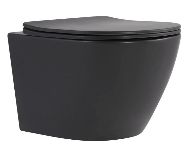 Унитаз подвесной Qtap Robin Ultra Quiet с сиденьем Slim Duroplast/Soft-close/Quick Release Anthracite (QTROB26AN48995)