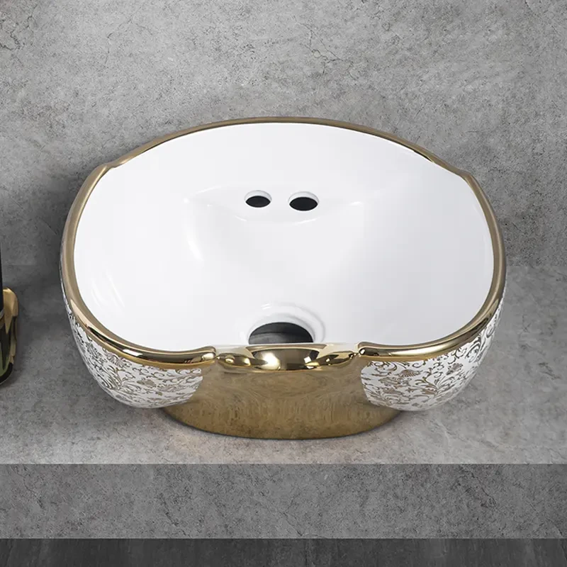 Раковина к парикмахерской мойке ДенІС professional Лилия Белая 013 керамическая Золотой (1520593193) - фото 2 Раковина к парикмахерской мойке ДенІС professional Лилия Белая 013 керамическая Золотой (1520593193) - фото 2