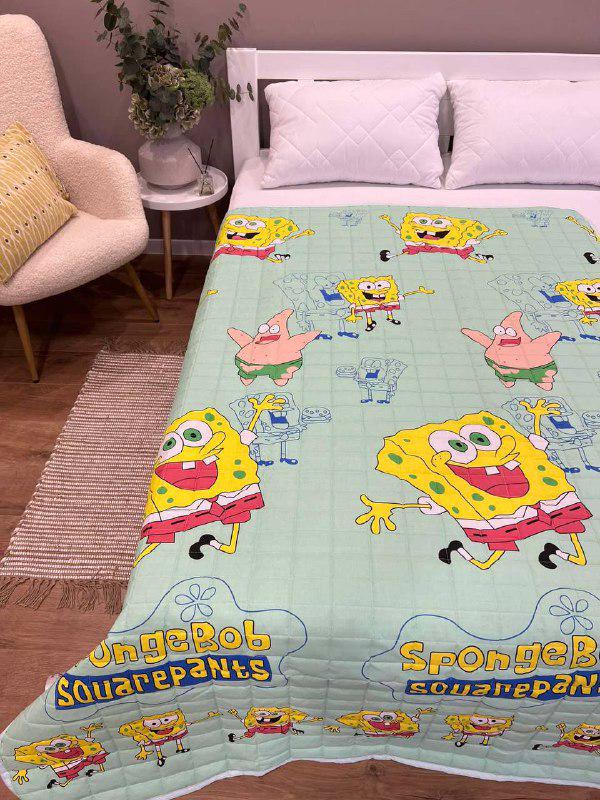 Ковдра дитяча з малюнком Губка Боб двостороння 150х210 см Блакитний - фото 2 Ковдра дитяча з малюнком Губка Боб двостороння 150х210 см Блакитний - фото 2