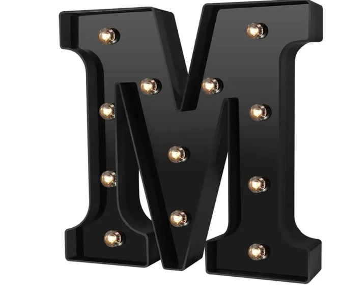 Літера з підсвіткою M об'ємна маленька 22x22 см Чорний (Ч1253) - фото 2