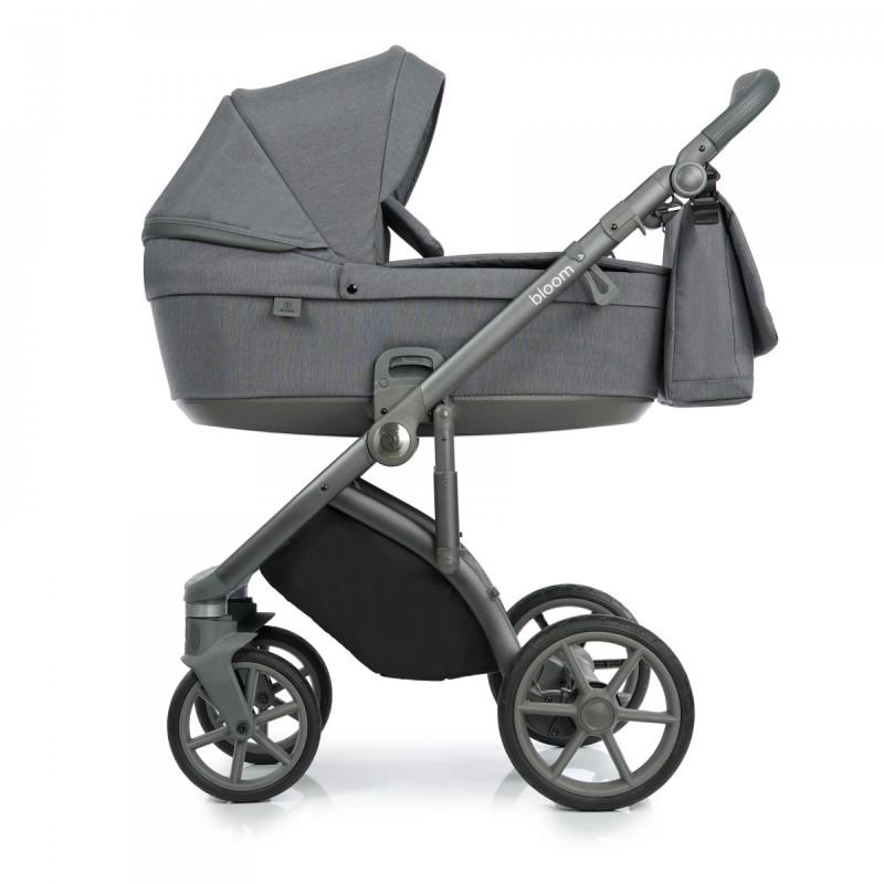 Коляска Roan Bloom универсальная 2в1 с багажной корзиной и сумкой Grey stripes