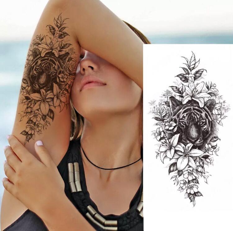 Тату тимчасове водостійке 3D велике Тигр XQB-357 19,5х10 см (4506417) - фото 3 Тату тимчасове водостійке 3D велике Тигр XQB-357 19,5х10 см (4506417) - фото 3