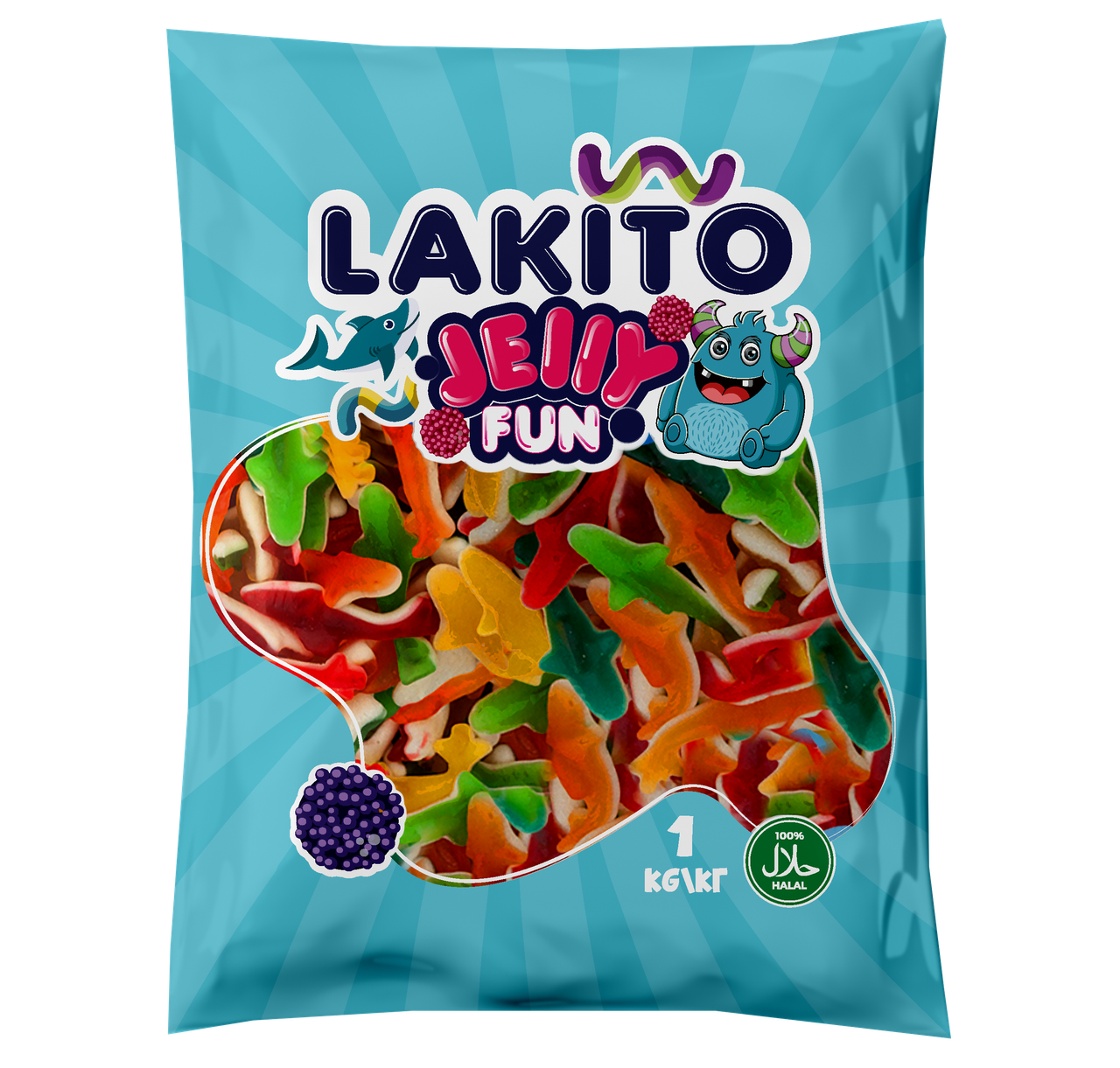 Желейні цукерки Lakito Яскраві акули 1 кг