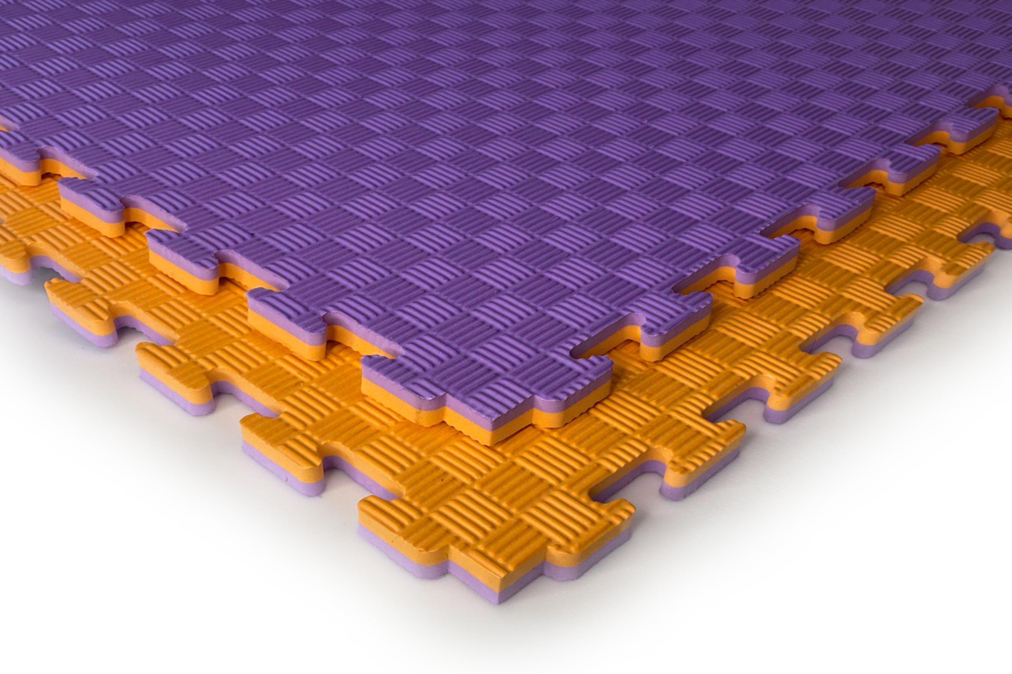 Мат-татами ласточкин хвост 100х100х4 см EVA Фиолетово-оранжевый