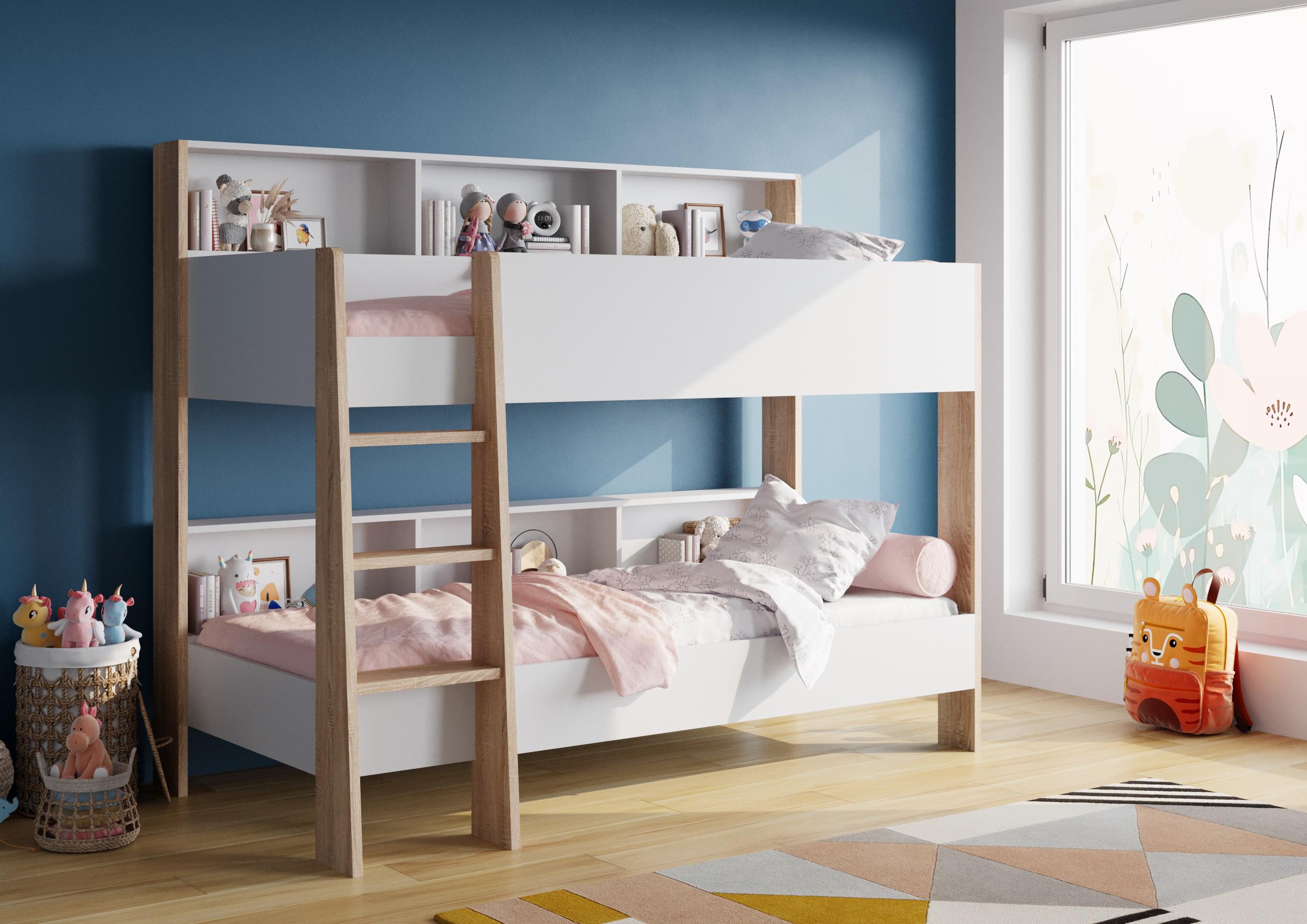 Ліжко дитяче підліткове Sway двоярусне Білий/Дуб сонома (SW8841)