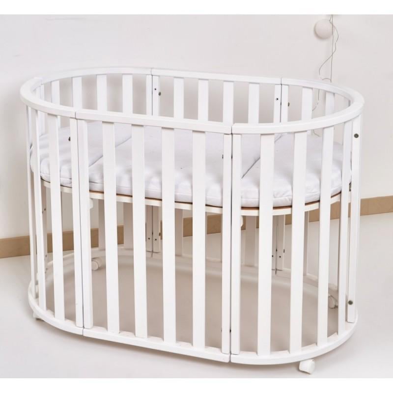 Кроватка-трансформер Twins Cozy с колесами и 3 уровня высоты дна Белый (9800-TC-160-01)