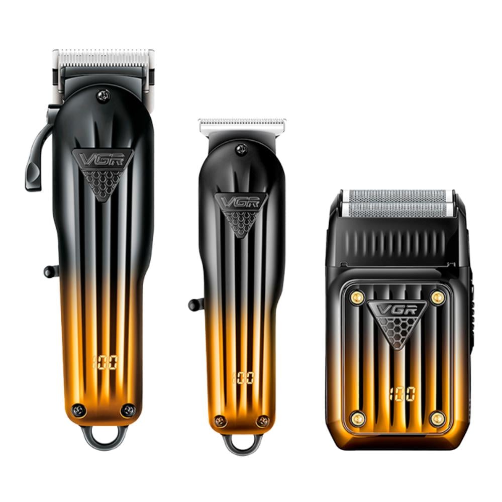 Набір для стрижки волосся і бороди VGR V-644 3в1 машинка акумуляторна з тримером/шейвером та насадками (120.1884)