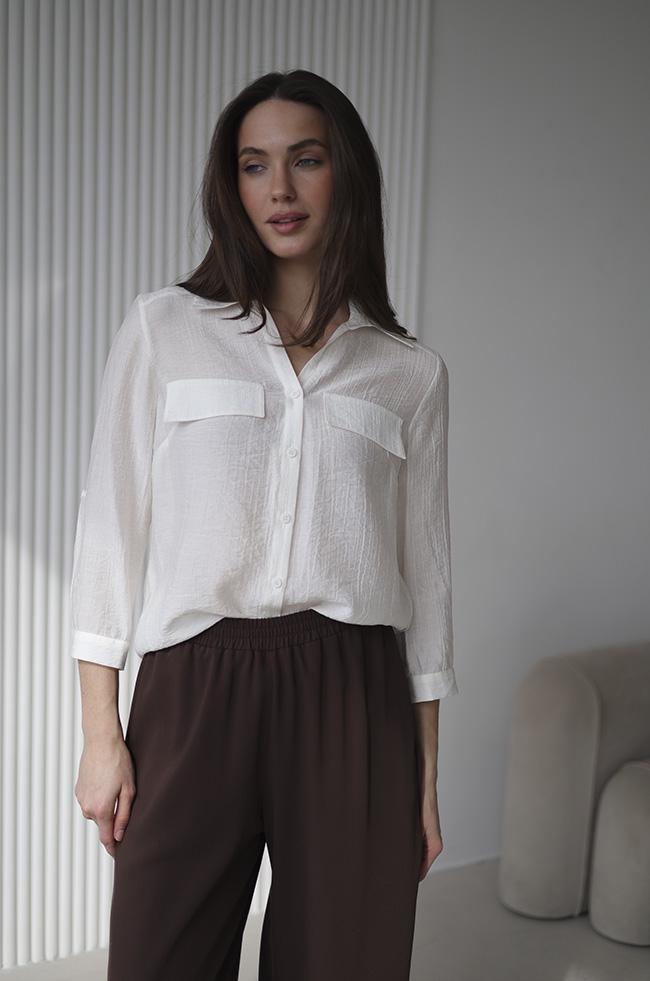 Рубашка Lipar 2952 с рукавом на пате и вырезом на спине р. 48 Молочный (16907407)