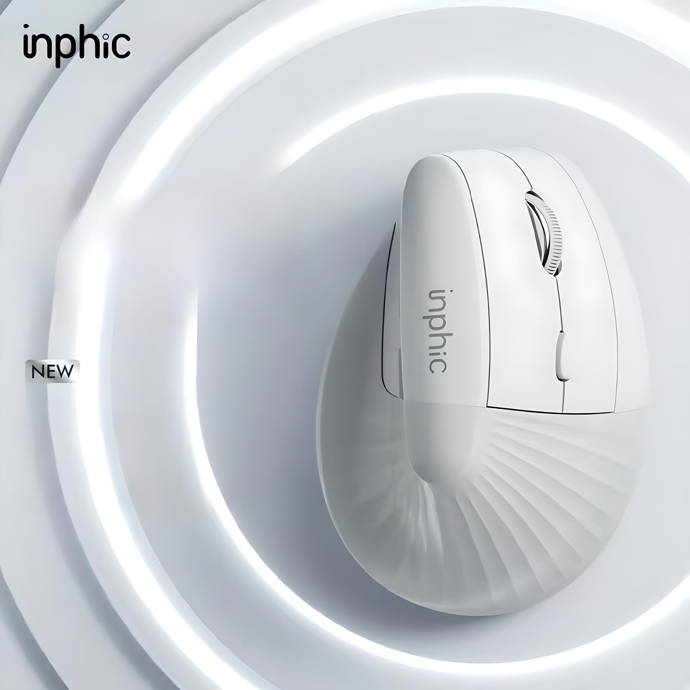 Мышь эргономичная вертикальная INPHIC X9 с аккумулятором USB 2,4 ГГц White - фото 2