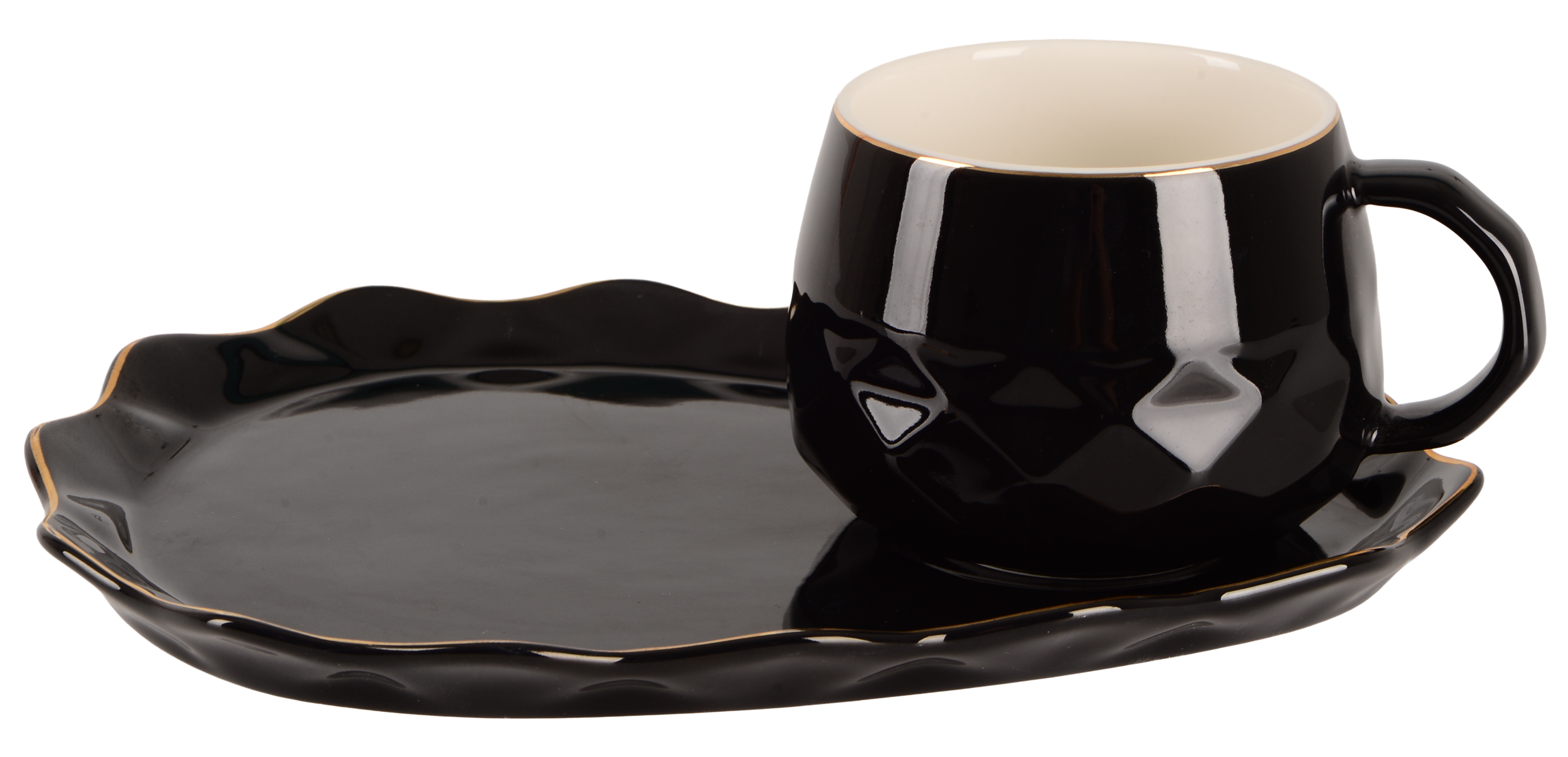 Чашка LED CORE BLACK GOLD с блюдцем 220 мл (UG-B060688)