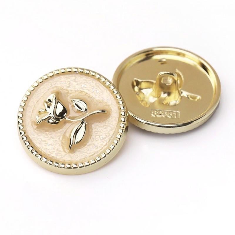 Пуговица Rose flower LuxFabric на ножке металл 18 мм 1 шт. Пудровый (ПВ0018ц53)
