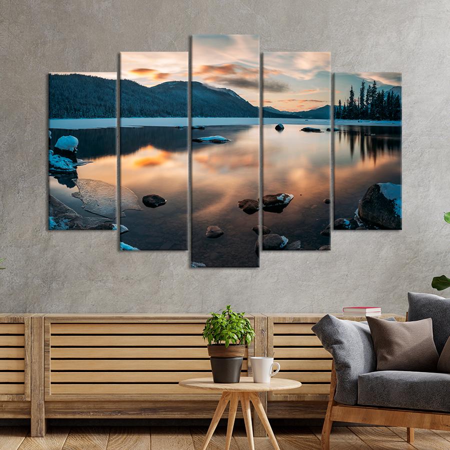 Картина природа Зимнее горное озеро 137x85 см (A1074-5)
