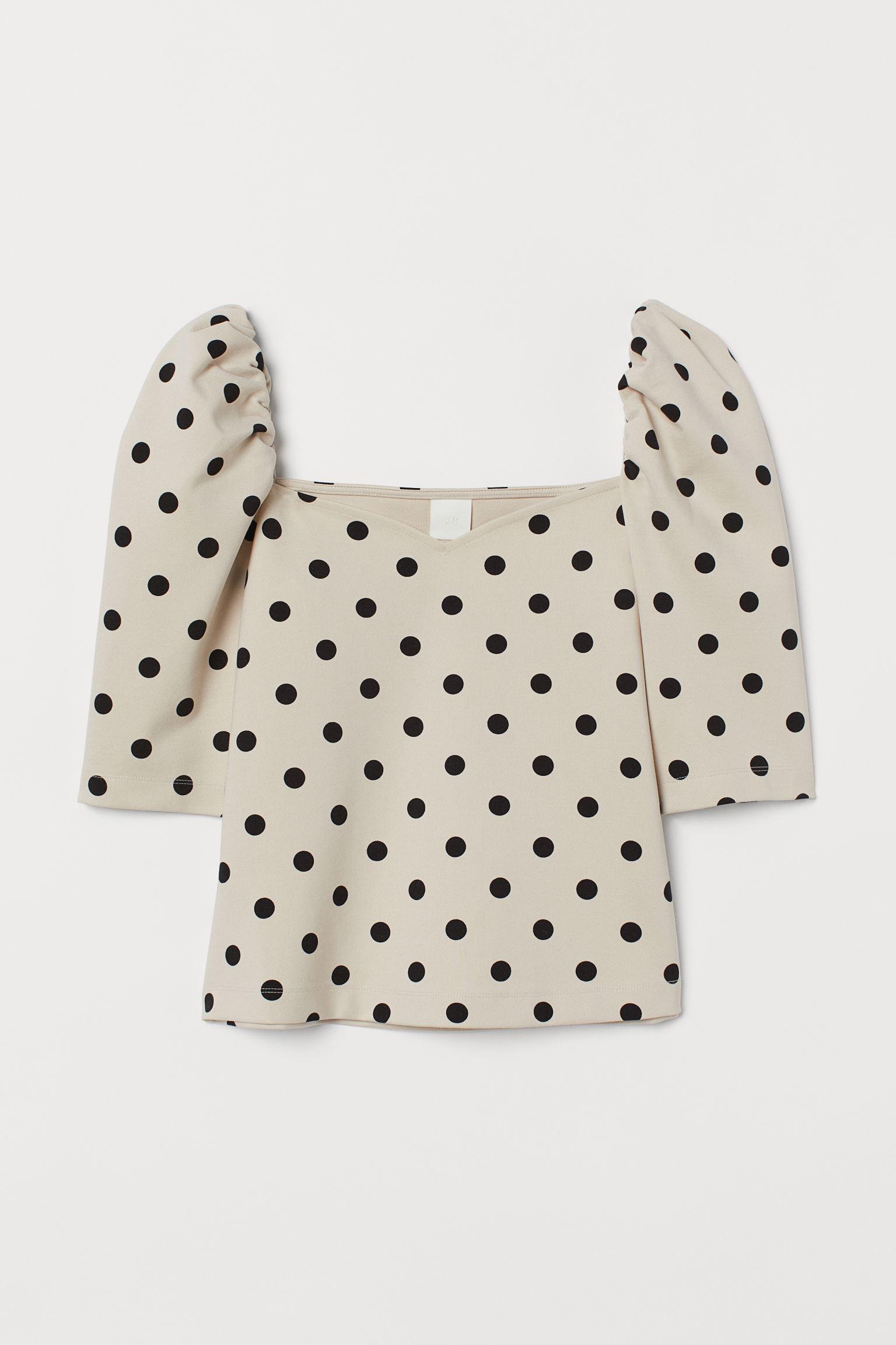 Блуза H&M Горох XL Светло-бежевый (27038286521)