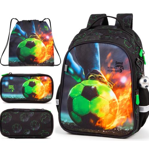 Ортопедический рюкзак 3 в 1 с пеналом и мешком для мальчика School Standard с Мячем для первокласника (Full 160-30)