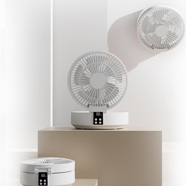 Вентилятор настільний акумуляторний D1 з пультом та нічником поворотний охолоджуючий Білий - фото 11