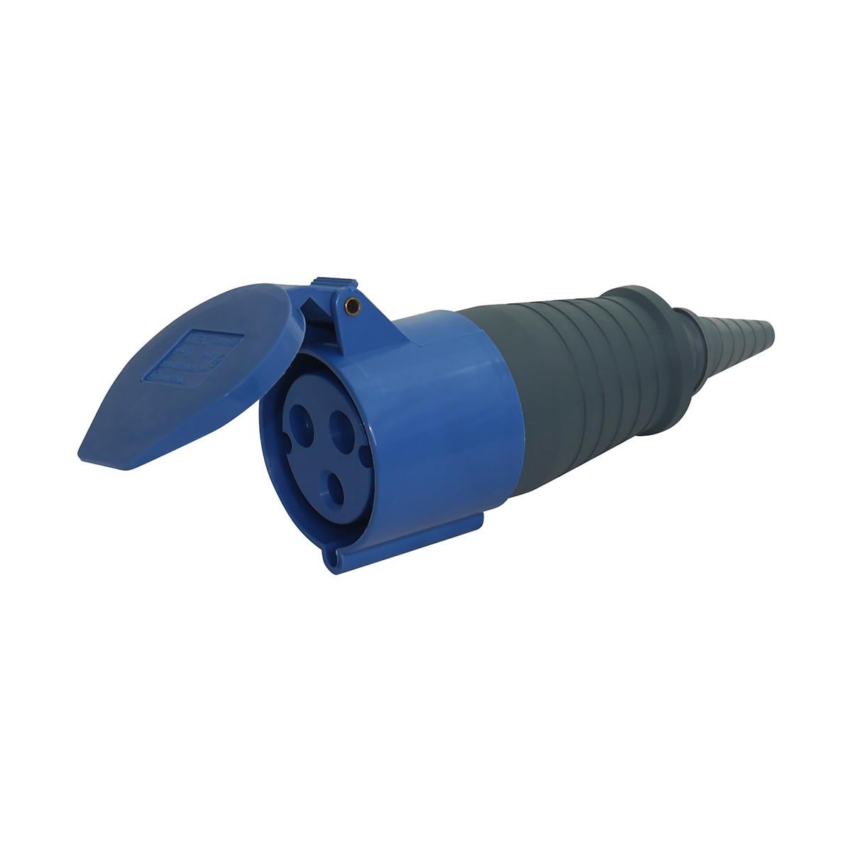 Силовая розетка UEC 2P+PE 32А 230V переносная IP44 Синий (HPC-S223-032-3-IP44-U)