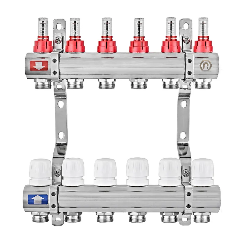 Коллекторный блок с расходомерами EUROPRODUCT EP.B3110-06-1 «x6 латунь (EP6194) Коллекторный блок с расходомерами EUROPRODUCT EP.B3110-06-1 «x6 латунь (EP6194)