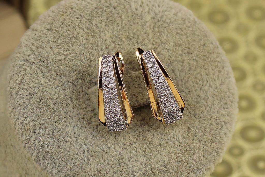 Серьги Xuping Jewelry Призма с родием 1,8 см Золотистый (30472381)