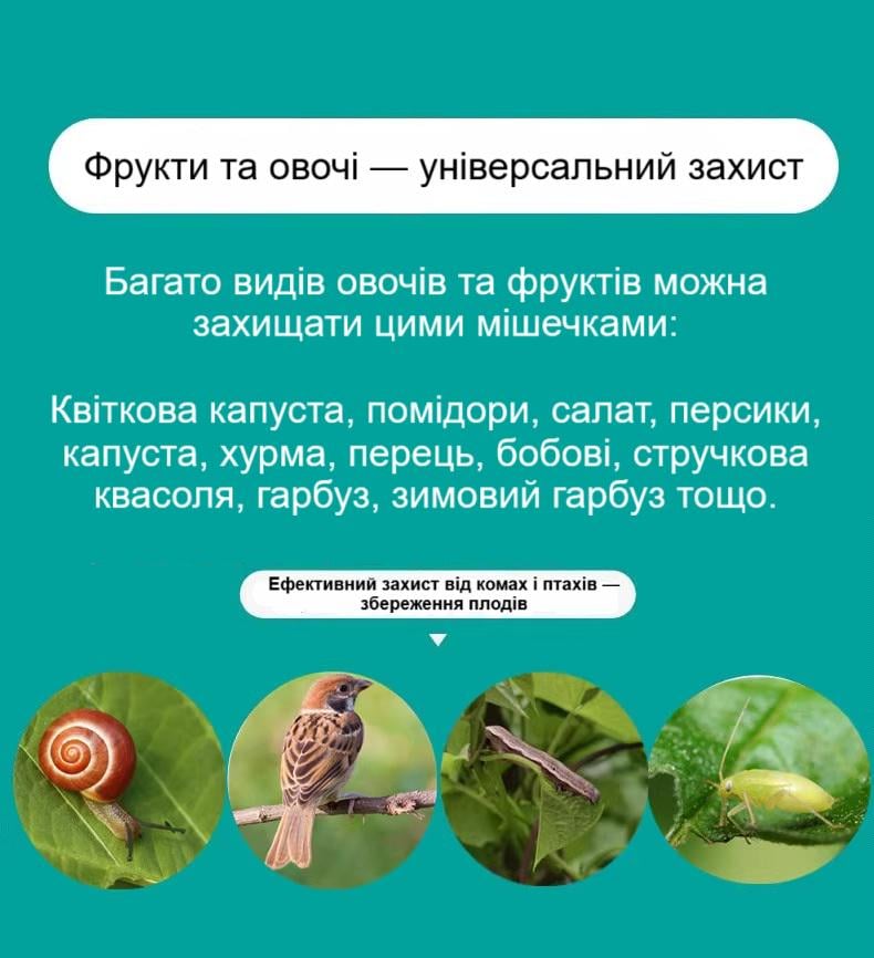 Мішечки для захисту плодів сітчасті подвійні зав’язки 30х20 см 10 шт. Світло-зелений (29542) - фото 2 Мішечки для захисту плодів сітчасті подвійні зав’язки 30х20 см 10 шт. Світло-зелений (29542) - фото 2