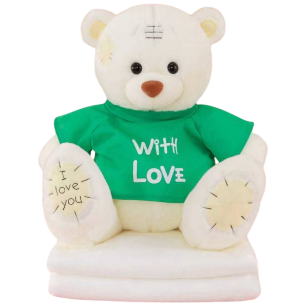 Мягкая игрушка с пледом внутри Медвежонок плюшевый С любовью Белый Мягкая игрушка с пледом внутри Медвежонок плюшевый С любовью Белый