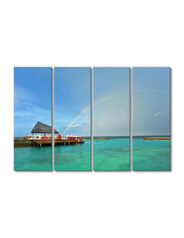 Картина модульная Радуга на Мальдивах 4 модуля 80x120 см