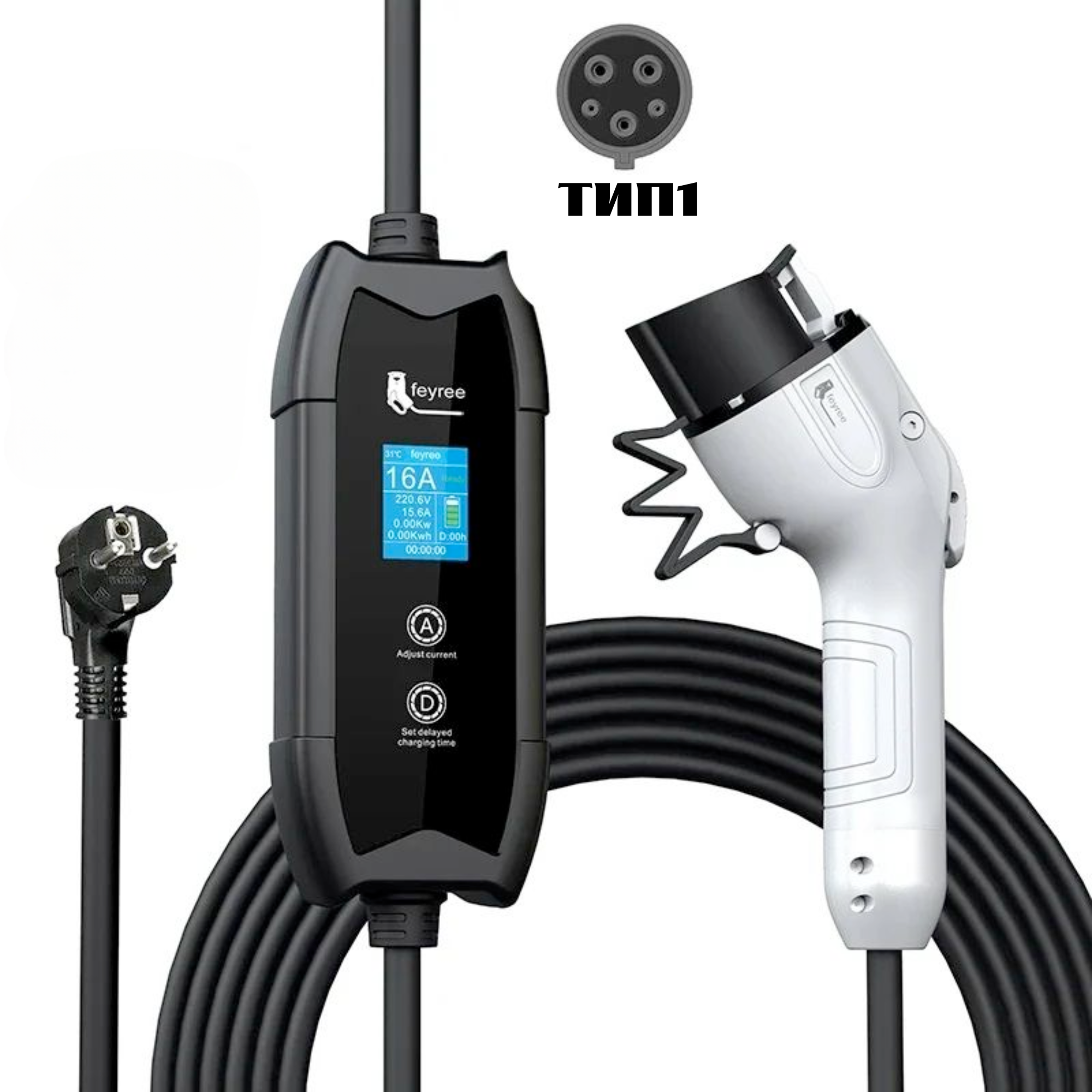 Зарядний пристрій для електромобіля Feyree EV Portable Type 1 16A 3,5 кВт 1-фазний - фото 7 Зарядний пристрій для електромобіля Feyree EV Portable Type 1 16A 3,5 кВт 1-фазний - фото 7
