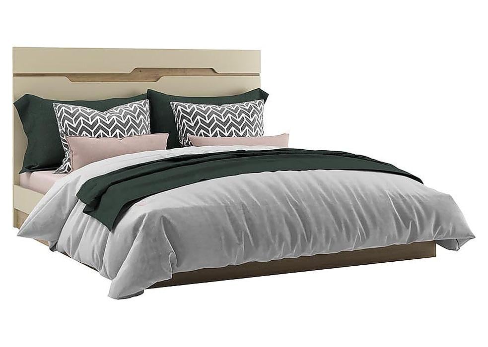 Двоспальне ліжко Світ Меблів Смарт 160х200 з ламелевим каркасом 1650х2060х1200 з ДСП дуб артизан/крем