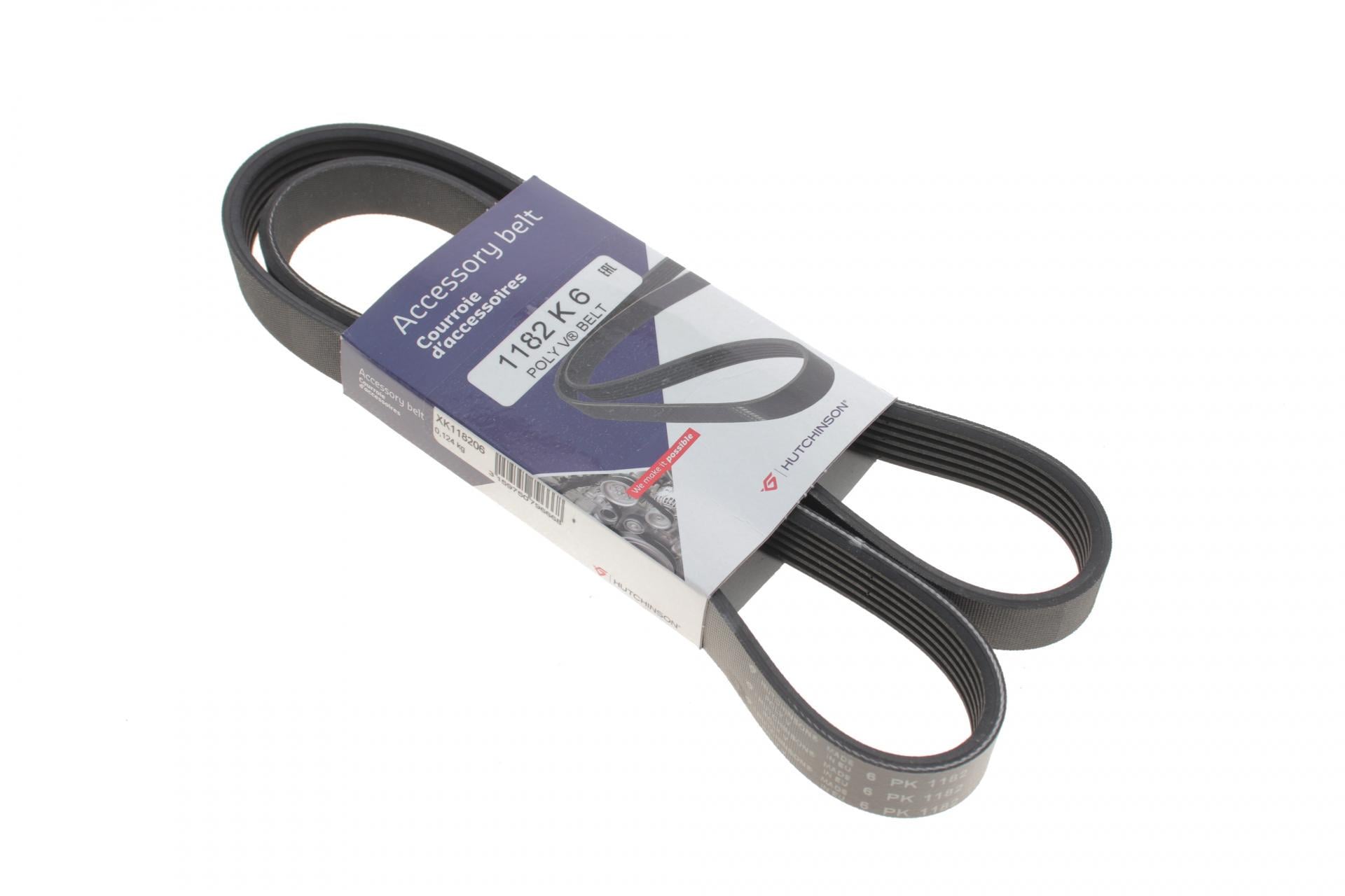 Ремінь генератора HUTCHINSON Citroen Jumper/Fiat Ducato/Peugeot Boxer 2.0/2.2HDi/JTD 02- 6PK1182 (1182_K_6)