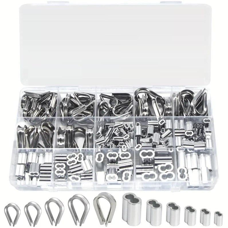 Набор зажимов и коушей для троса M1.2/M1.5/M2/M2.5/M3/M4 258 шт. Spec (SP-066258)