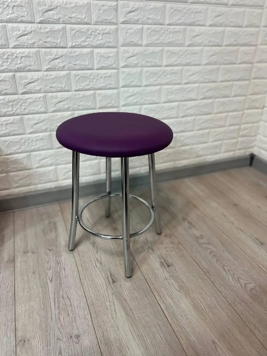 Табурет кухонний TEDDY металевий з м'яким сидінням 35х45 см Фіолетовий/Хром (28374137)
