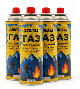 Балон газовий всесезонний цанговий Sigma 220 г 400 мл 4 шт.