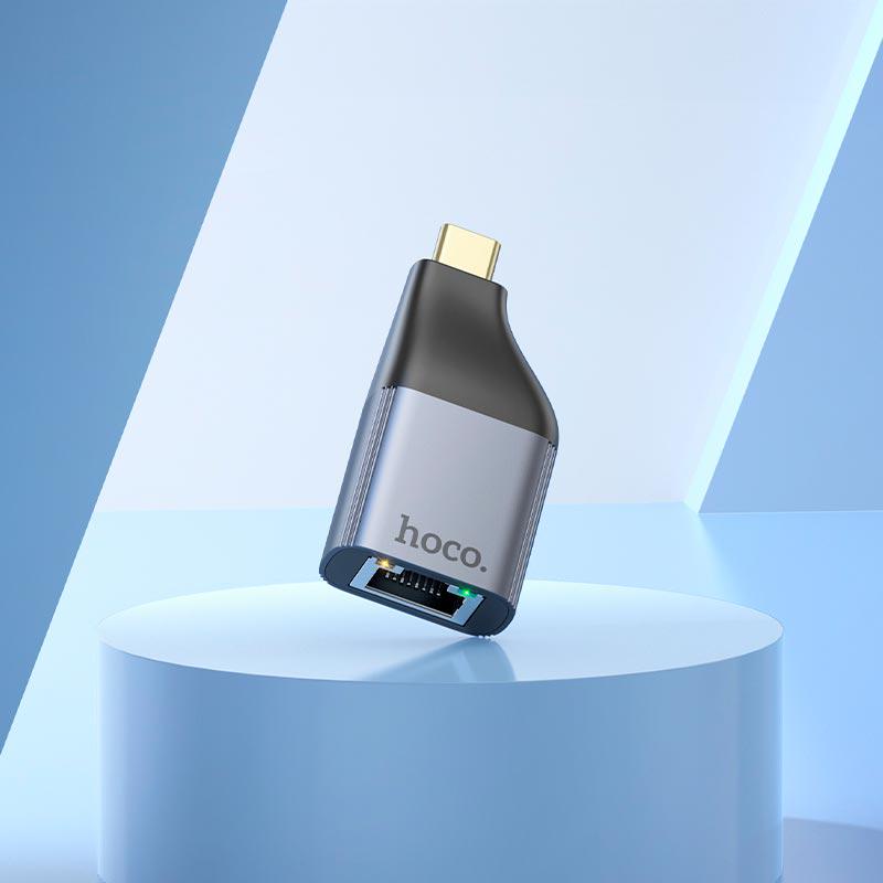 Перехідник Hoco UA35 USB Type-C для RJ45 Ethernet Grey (26451016) - фото 8 Перехідник Hoco UA35 USB Type-C для RJ45 Ethernet Grey (26451016) - фото 8