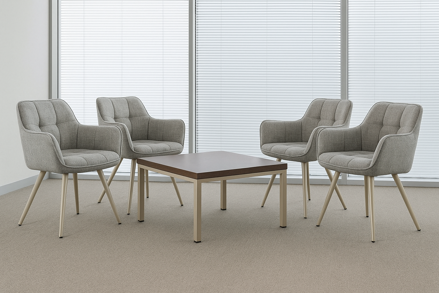 Комплект обеденных стульев Осло М-235 4 шт. с подлокотниками фактурная ткань 850х600х610 мм Серый агат/Капучино