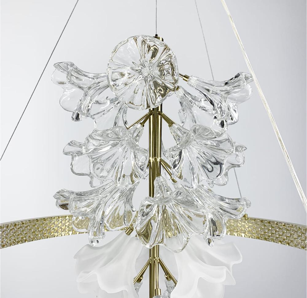 Люстра світлодіодна із ніжними квітами Ø 40 см Латунь (D 9001) - фото 5