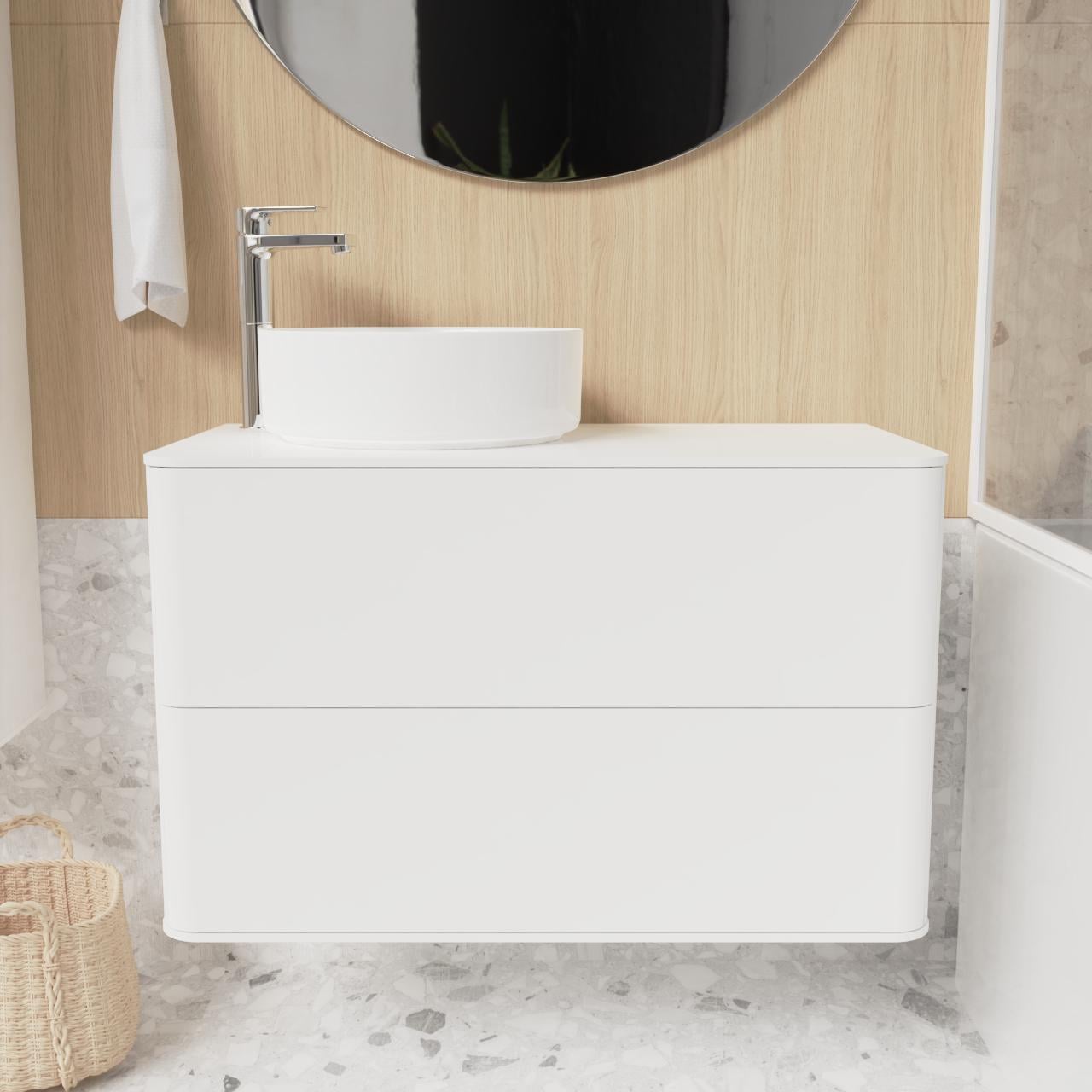 Тумба під раковину зі стільницею без вирізу MVK Vostok Pure 70 В2 70х45х50 см Білий матовий емальований (pr270wh)