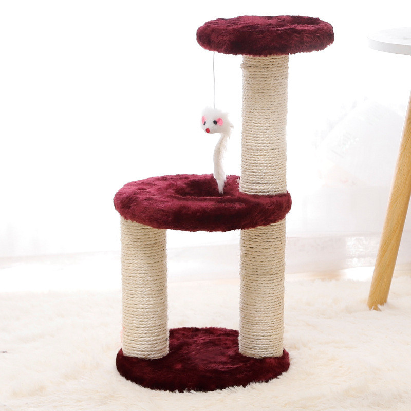 Когтеточка для кота с полками и игрушкой Taotaopets 0072203 Burgundy