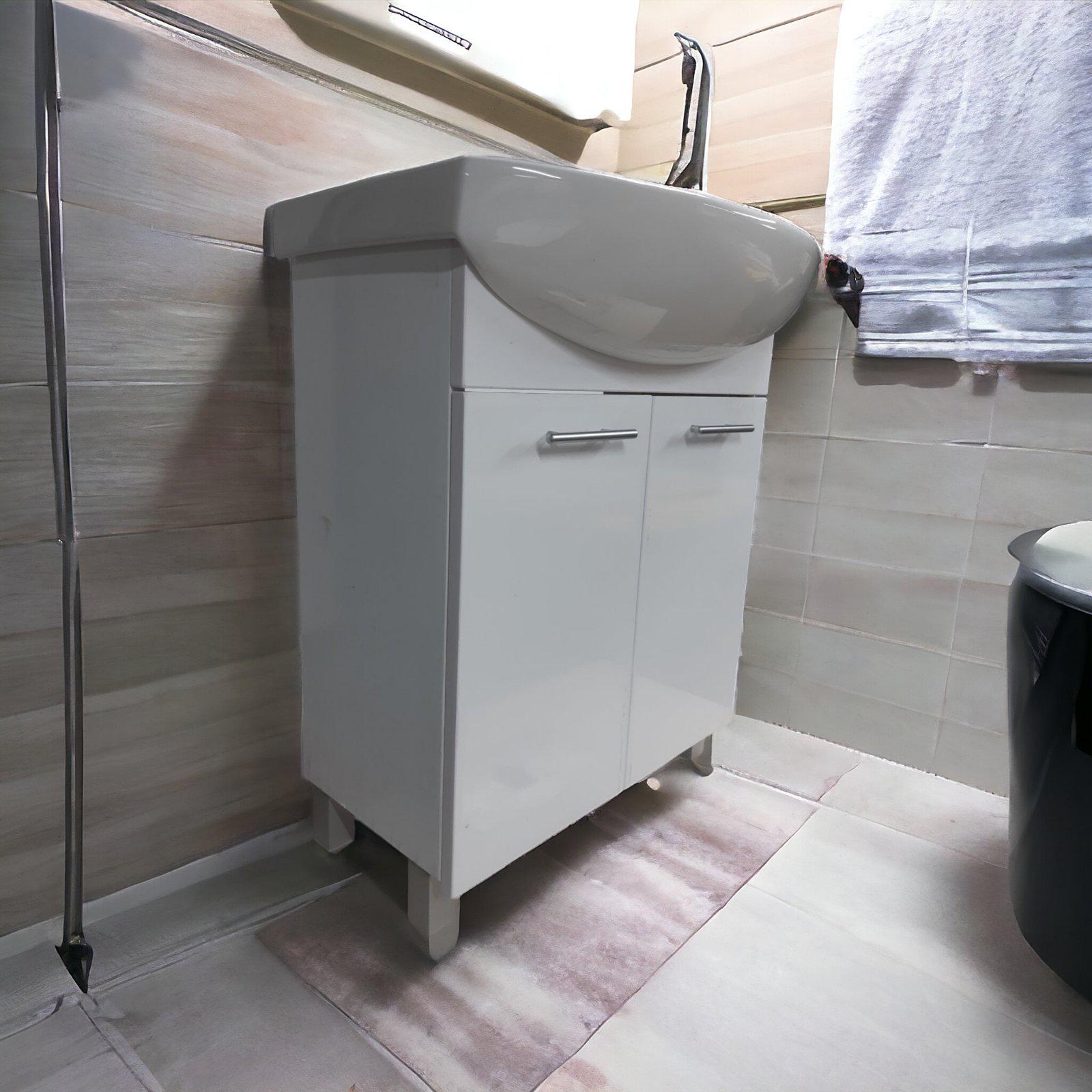 Тумба для ванной комнаты пластиковая The Mix 2.0 2 двери 55 см White (2411) - фото 8