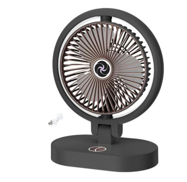 Вентилятор аккумуляторный WL 1564 Desktop Fan с LED-подсветкой Черный