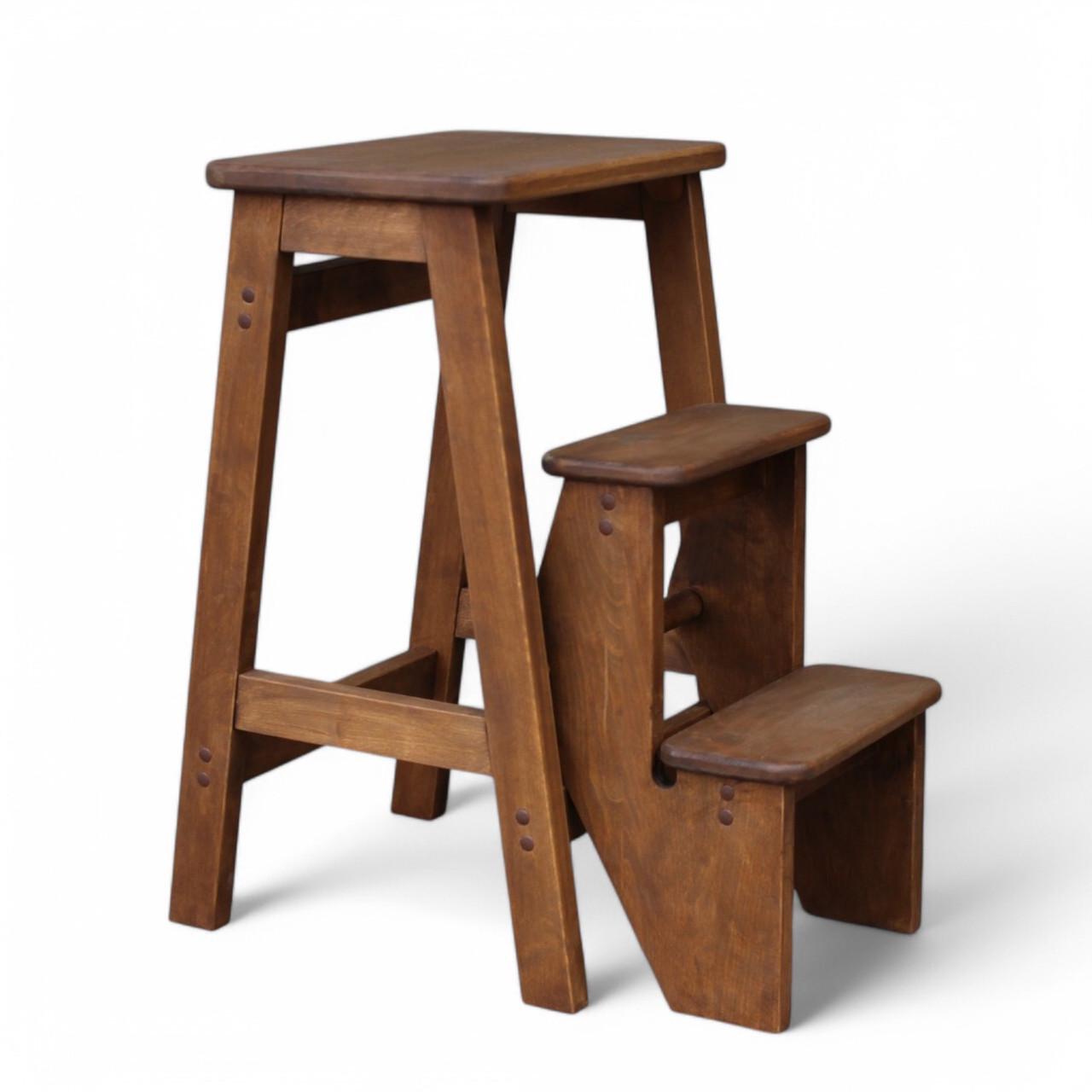 Табурет-лестница деревянный Студія Дерева Вільха Ретро бытовой 3 ступеньки Орех темный (31002862) - фото 2 Табурет-лестница деревянный Студія Дерева Вільха Ретро бытовой 3 ступеньки Орех темный (31002862) - фото 2