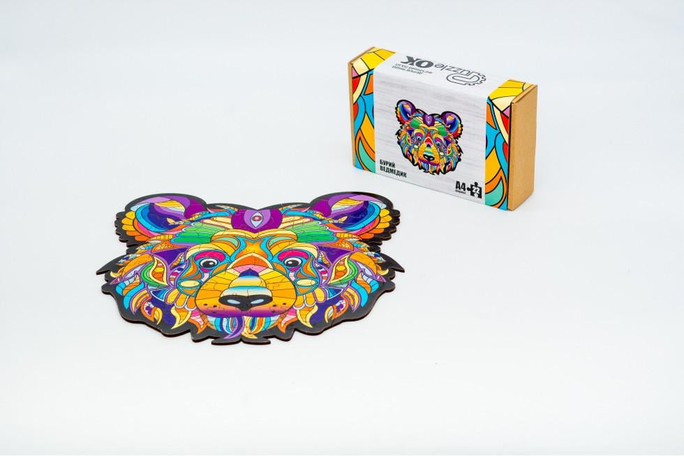 Пазл деревянный фигурный PuzzleOK Медвежонок картонная упаковка А4