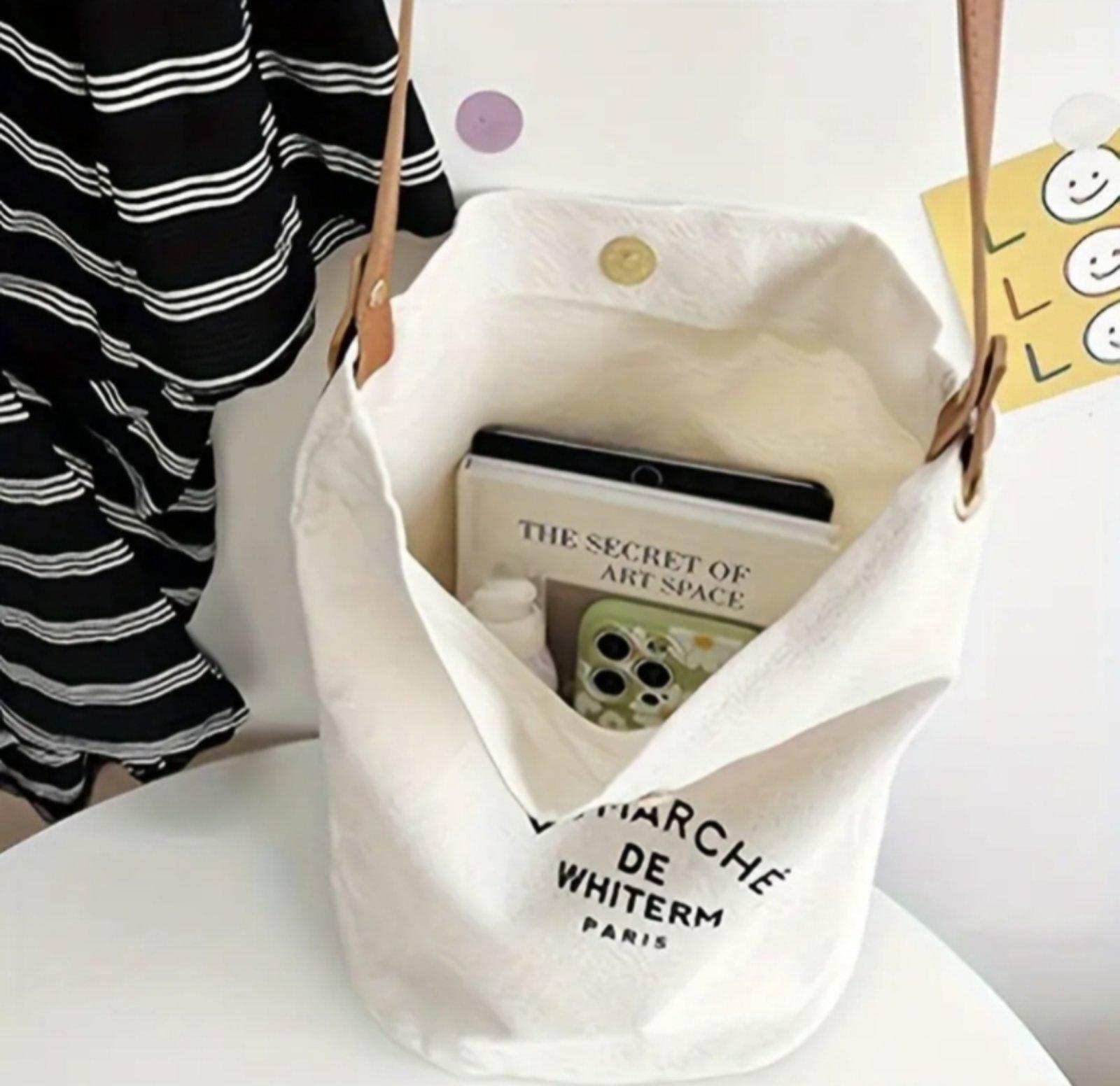 Сумка Le marche полотняна Білий (00219) - фото 2 Сумка Le marche полотняна Білий (00219) - фото 2