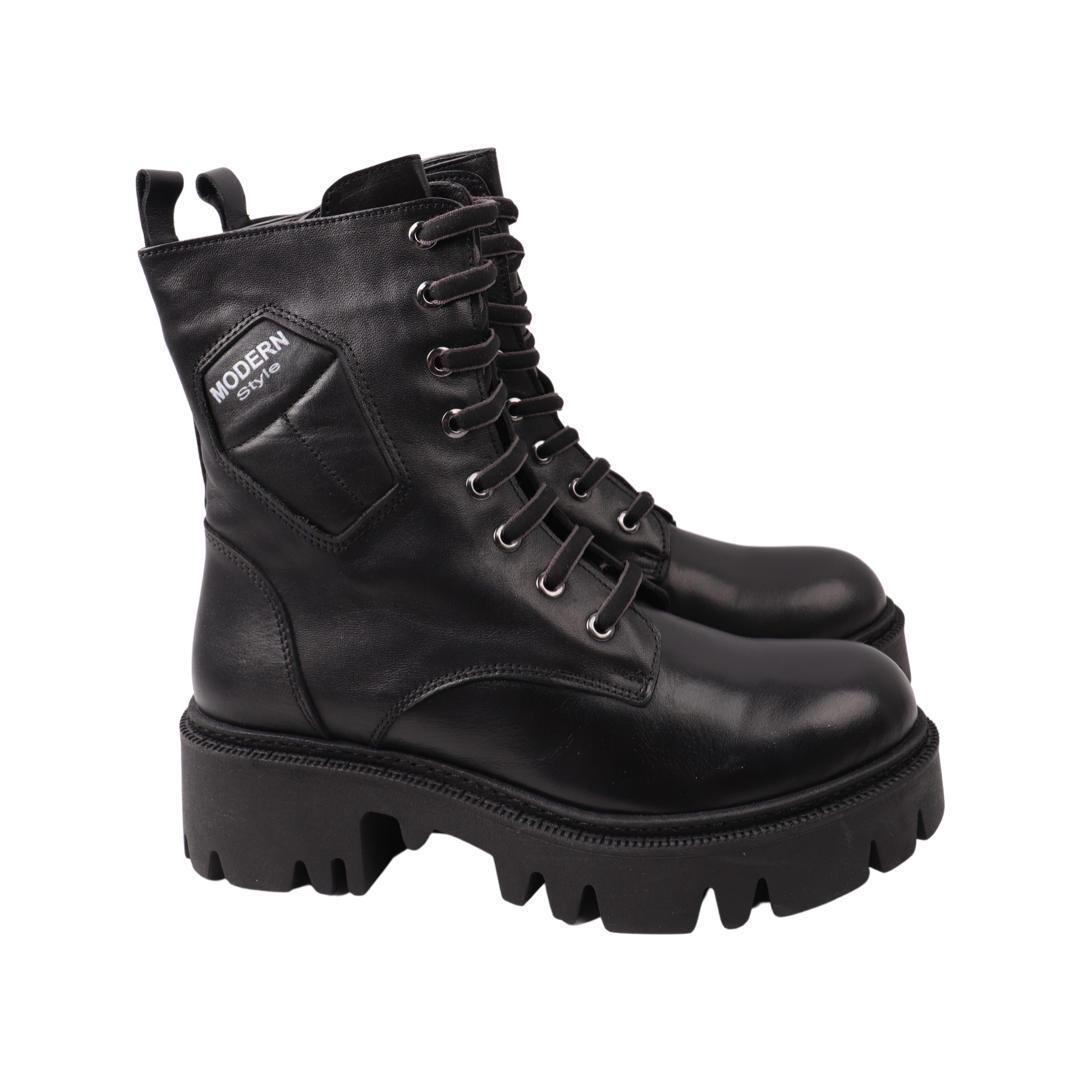 Ботинки женские Aquamarin из кожи р. 38 Черный (2059-22ZHC)