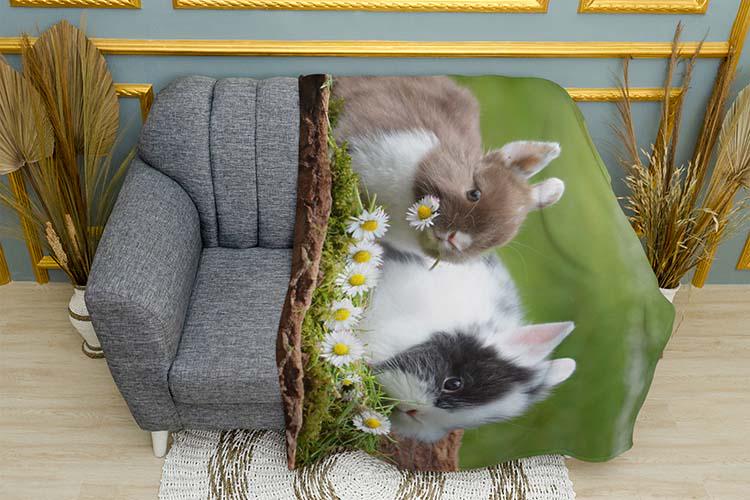 Плед Cute rabbits Chamomile плюш однослойный 135х150 см (114006)