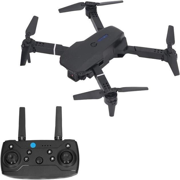 Складной дрон E88 с двойной 4K HD FPV камерой/управлением через приложение Черный Складной дрон E88 с двойной 4K HD FPV камерой/управлением через приложение Черный