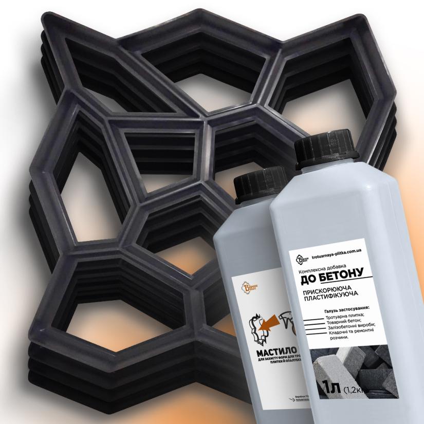 Форми садової доріжки Верес-2007 Камінці 600х600х50 мм 4 шт./мастило LC1 для форм і пластифікатор до бетону 1 л (108041042-3120) Форми садової доріжки Верес-2007 Камінці 600х600х50 мм 4 шт./мастило LC1 для форм і пластифікатор до бетону 1 л (108041042-3120)