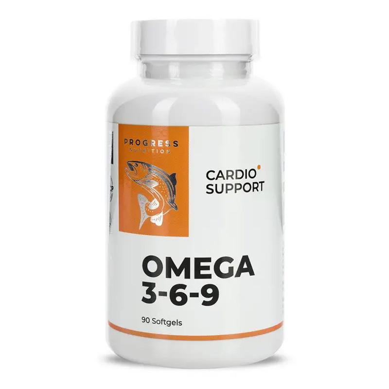 Жирные кислоты омега 3 6 9 Progress Nutrition Omega 3-6-9 Cardio Support 90 капс. (23022-01)