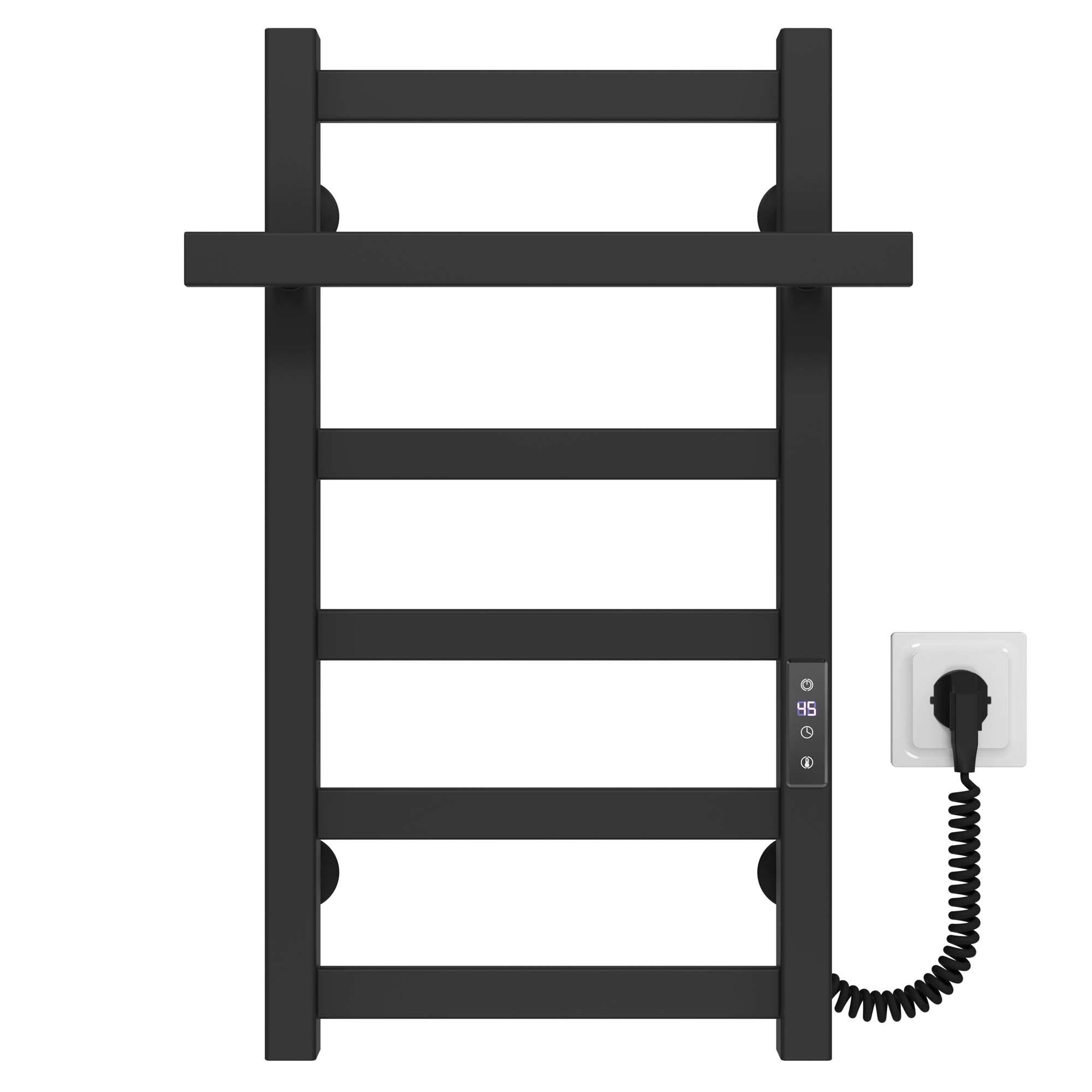 Рушникосушарка електрична Deffi Nicolе П6 JD04 праве підключення нержавіюча сталь 400х600 мм Чорний (A.NI.60.40.6.E.B.R.2)