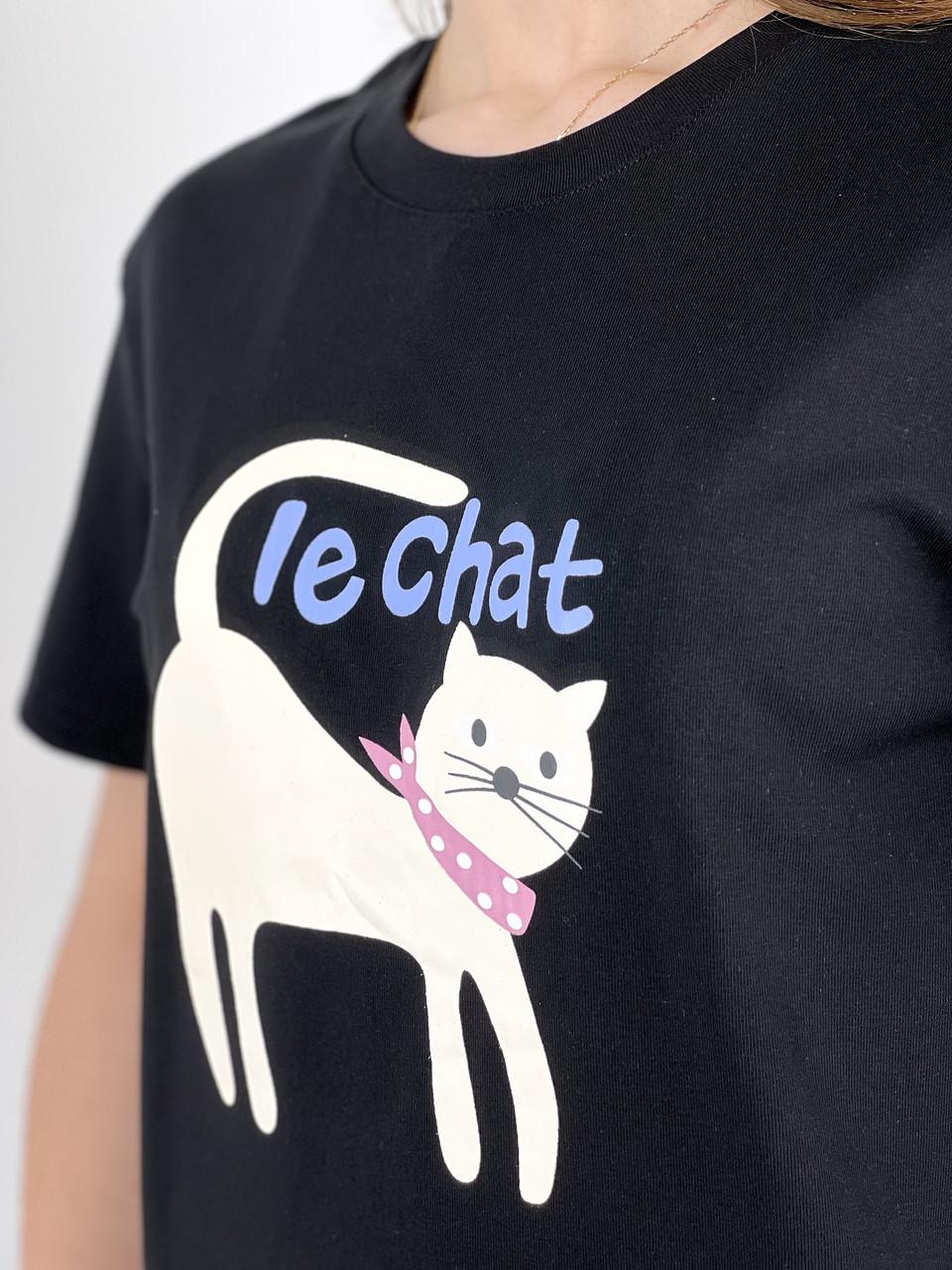 Футболка женская хлопковая Le Chat OS Черный (#896) - фото 3 Футболка женская хлопковая Le Chat OS Черный (#896) - фото 3