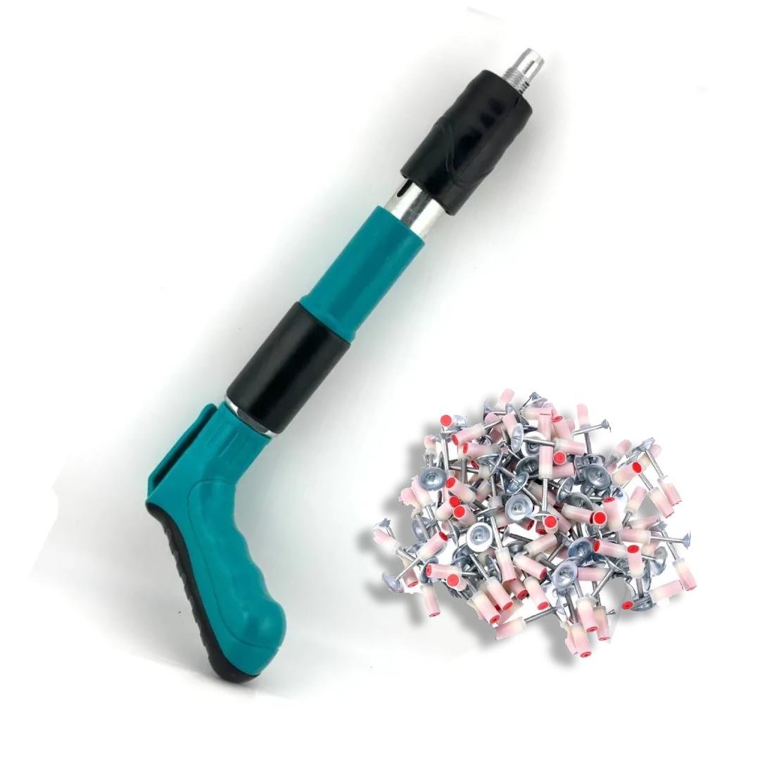 Гвоздозабивной пистолет пневматический и 100 монтажных гвоздей в кейсе (1815)